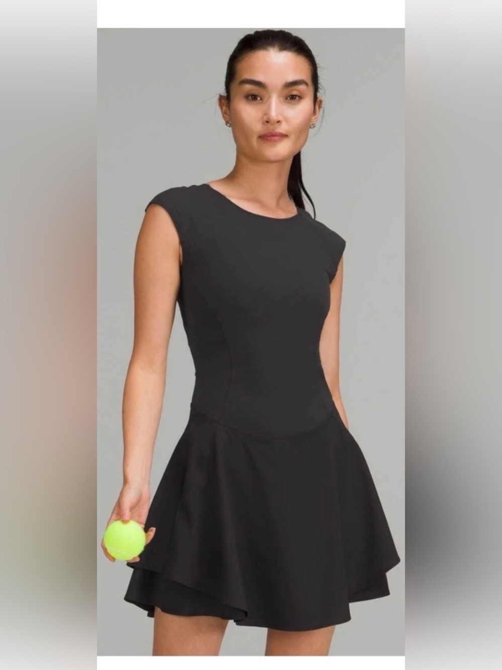 Lululemon everlux mesh back tennis dress NWT size 12 black